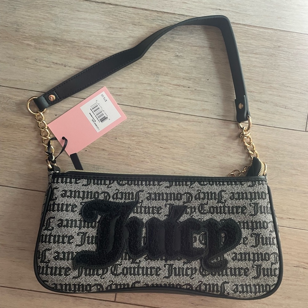 Juicy Couture 🩷 Black Paparazzi Shoulder Bag Fuzzy Sherpa Purse NWT